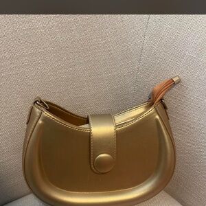 SHEIN Metallic Gold Crescent Shoulder Bag